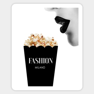 Woman, Girl, Pop corn, Lips print, Fashion art, Fashion print, Scandinavian art, Modern art, Wall art, Print, Minimalistic, Modern Sticker